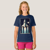 T-shirt Âge Spatial Rétro Bateau Fusée des Années 50 (Devant entier)