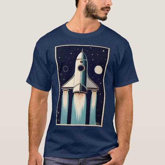 T-shirt Âge spatial Rétro Fusée des années 50 (Devant)