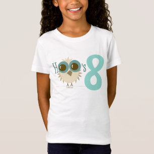 T-Shirt Âge turquoise 8 de hibou de 8èmes de fille cadea
