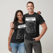 T-shirt Agent d'application de la loi Nutrition Fiches (Unisexe)