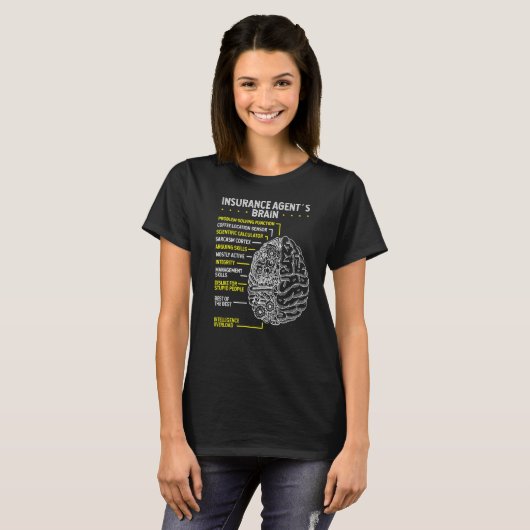 T-shirt Agent d'assurance-vie Courtier d'assurance-cerveau (Devant entier)