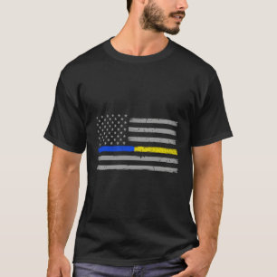 T-shirt Agent de police de Dispatcher de ligne d'or bleu m