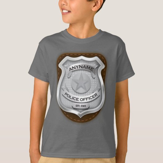 T-shirt Agent de police personnalisé Sheriff Cop NAME Badg (Devant)