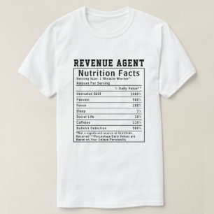 T-shirt Agent du revenu drôle Faits nutritionnels Personne