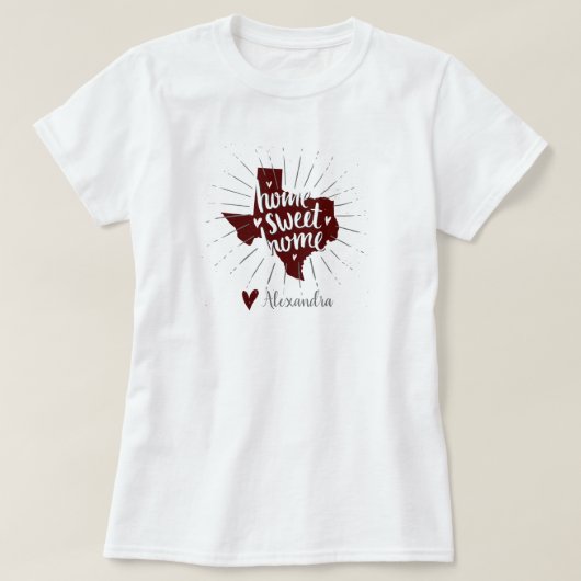 T-shirt Aggie Maroon Home Sweet Home - Texas (Design devant)