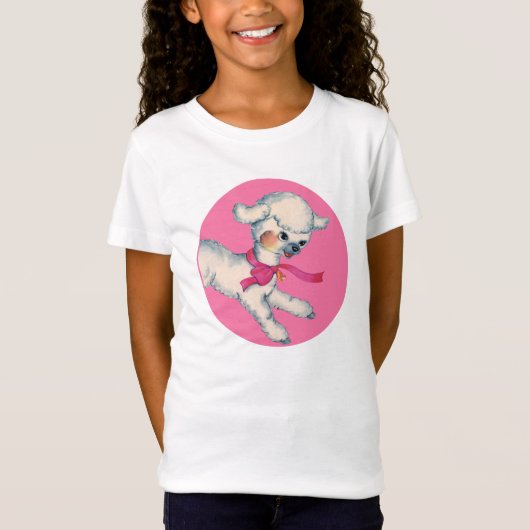 T-Shirt Agneau pelucheux sur le rose (Devant)