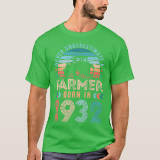 T-shirt Agriculteur né en 1932 Cadeau agricole 90e anniver