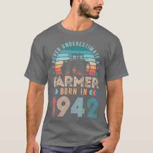 T-shirt Agriculteur né en 1942 Cadeau agricole 80e anniver