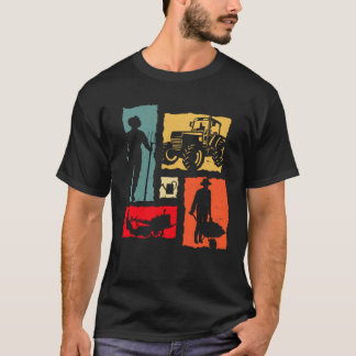 T-shirt Agriculteur Rétro Tracteur Agriculture Ancienne Éc