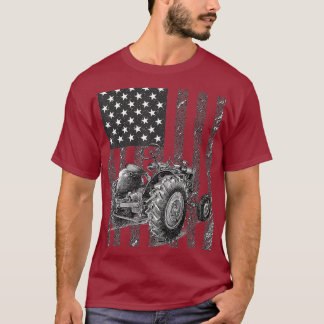 T-shirt Agriculteurs Tracteur Drapeau américain Patriotiqu
