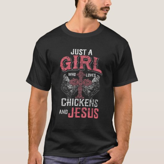 T-shirt Agricultrice chrétienne filles enfants poulets Jés (Devant)
