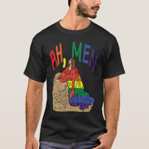 T-shirt Ah Hommes LGBT Gay pride Jésus Prière Arc-en-ciel