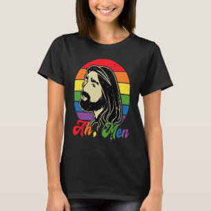 T-shirt Ah Men Jesus Christ Gay Christian Rainbow LGBTQ Al