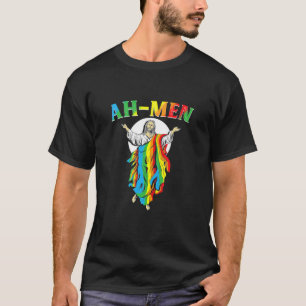 T-shirt Ah Men Jesus LGBT Gay pride Jesus Rainbow Flag