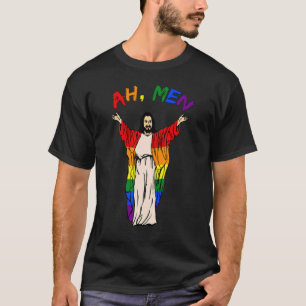 T-shirt Ah Men Lgbt Gay pride Jesus Rainbow Peace Flag