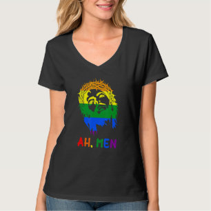 T-shirt Ah Men Rainbow LGBTQ Pride Drapeau Gay Jesus Chris
