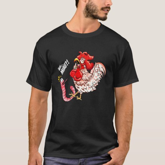 T-shirt Ah Meow Worm Chat Poulet Chat Dit (Devant)