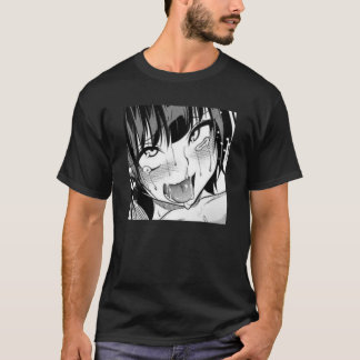 T-shirt Ahegao Anime fille avec la langue et les mains deh