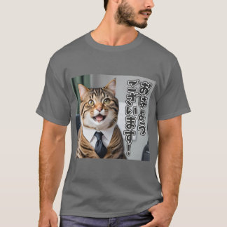 T-SHIRT AI生成ネコ02「おはようございます」