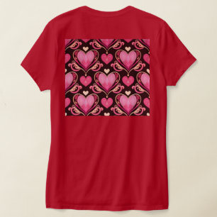 T-shirt AI Art Coeurs roses Chemise rouge femmes