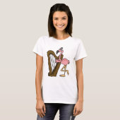 T-shirt AI Flamant rose rose jouant l'harpe (Devant entier)