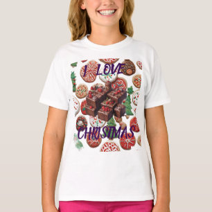 T-shirt AI J'adore les biscuits et le fudge de Noë