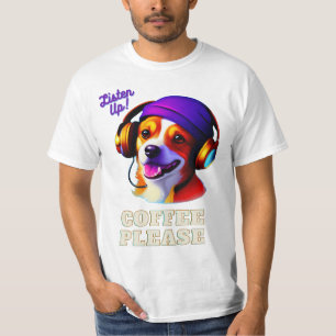 T-shirt AI Mignonne chiot.. Écoutez ! Café S'Il Vous Plaît