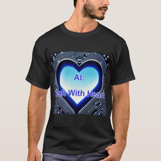 T-shirt AI: Tech with Heart Men's Black (Devant)