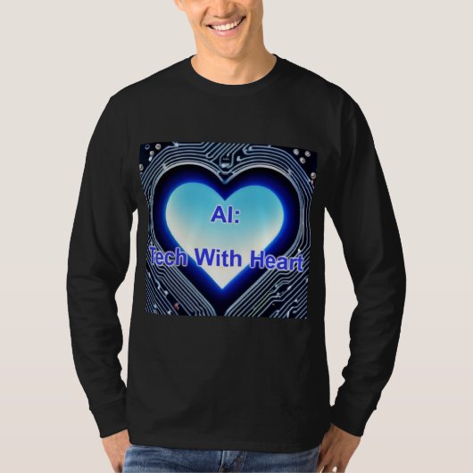 T-shirt AI: Tech with Heart Men's Long Sleeve Black (Devant)