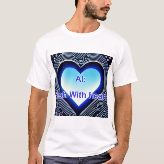 T-shirt AI: Tech with Heart Men's White (Devant)