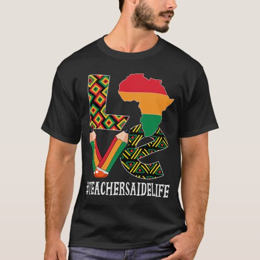 T-shirt Aide d'amour Carte des enseignants afro-américains (Devant)