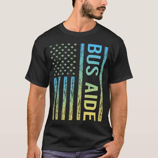T-shirt Aide de bus bleu jaune (Devant)