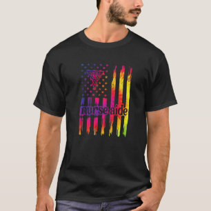 T-shirt Aide-soignante Drapeau États-Unis Aide-soignante