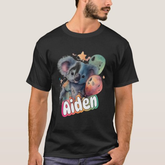 T-shirt Aiden - Nom Du Petit Garçon Avec Cute Koala (Devant)