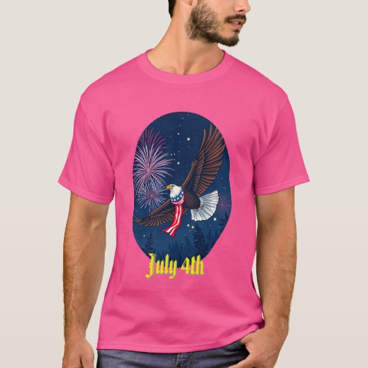T-shirt Aigle à bald volant avec les États-Unis Écharpe à (Devant)