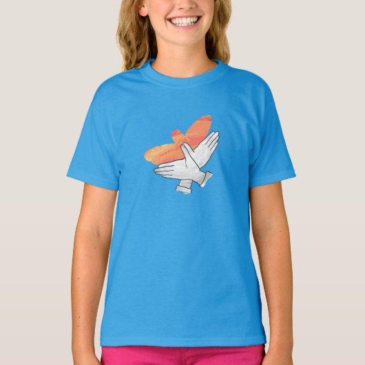 T-shirt Aigle à main silhouette orange (Devant)