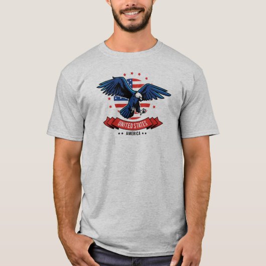T-shirt Aigle américain aux couleurs de drapeau Étoiles et (Devant)