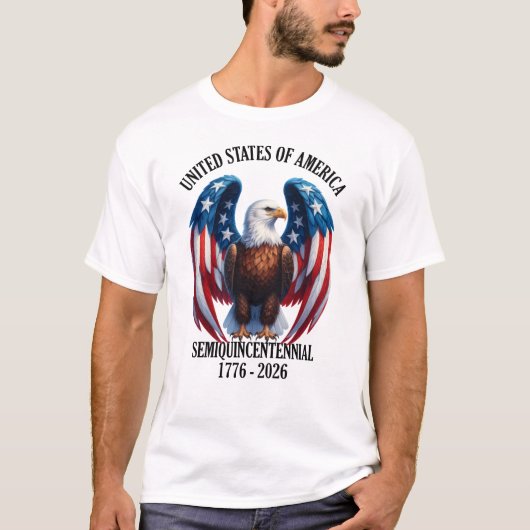 T-shirt Aigle américain avec ailes drapeau 1776-2026 (Devant)