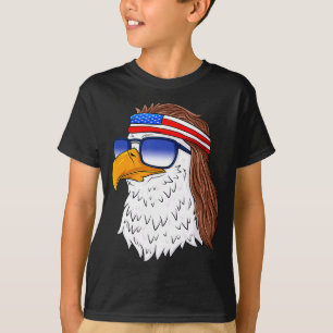 T-shirt Aigle américain chauve mullet 4 juillet drôle Usa 