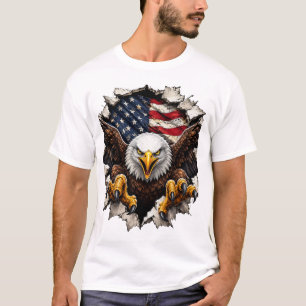 T-shirt Aigle américain déchirant le drapeau américain