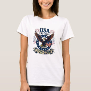 T-shirt Aigle Américain Patriotique 250 Ans Femmes