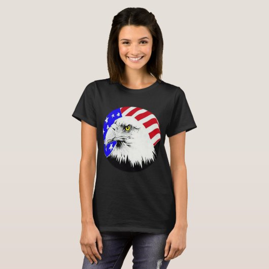 T-shirt Aigle chauve et drapeau américain pour femmes (Devant entier)