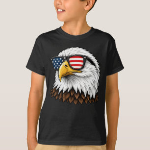 T-shirt Aigle chauve patriotique avec lunettes de soleil d