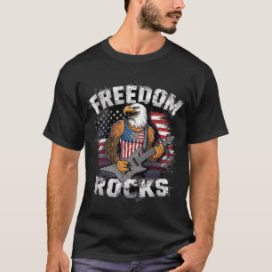 T-shirt Aigle chauve patriotique jouant de la guitare Free