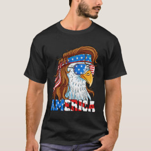 T-shirt Aigle d'Amérique 4 juillet Mullet Drapeau Américai