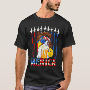 T-shirt Aigle de la Mérique vintage avec bière 4 juillet A