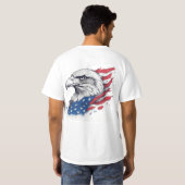 T-shirt Aigle de style tatouage avec drapeau – Conception (Dos entier)