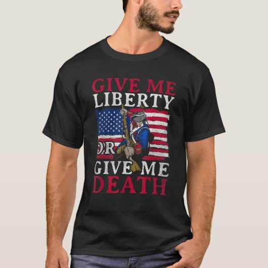 T-shirt Aigle Donne-Moi Liberté Ou Donne-Moi Mort 4 juille (Devant)
