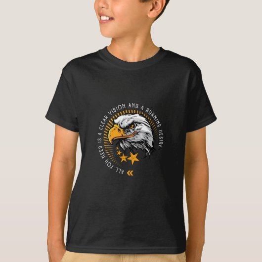 T-shirt Aigle d'or avec étoiles et citation (Devant)