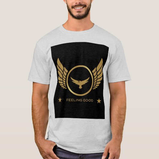 T-shirt Aigle doré avec image de texte Wings Feeling Good (Devant)